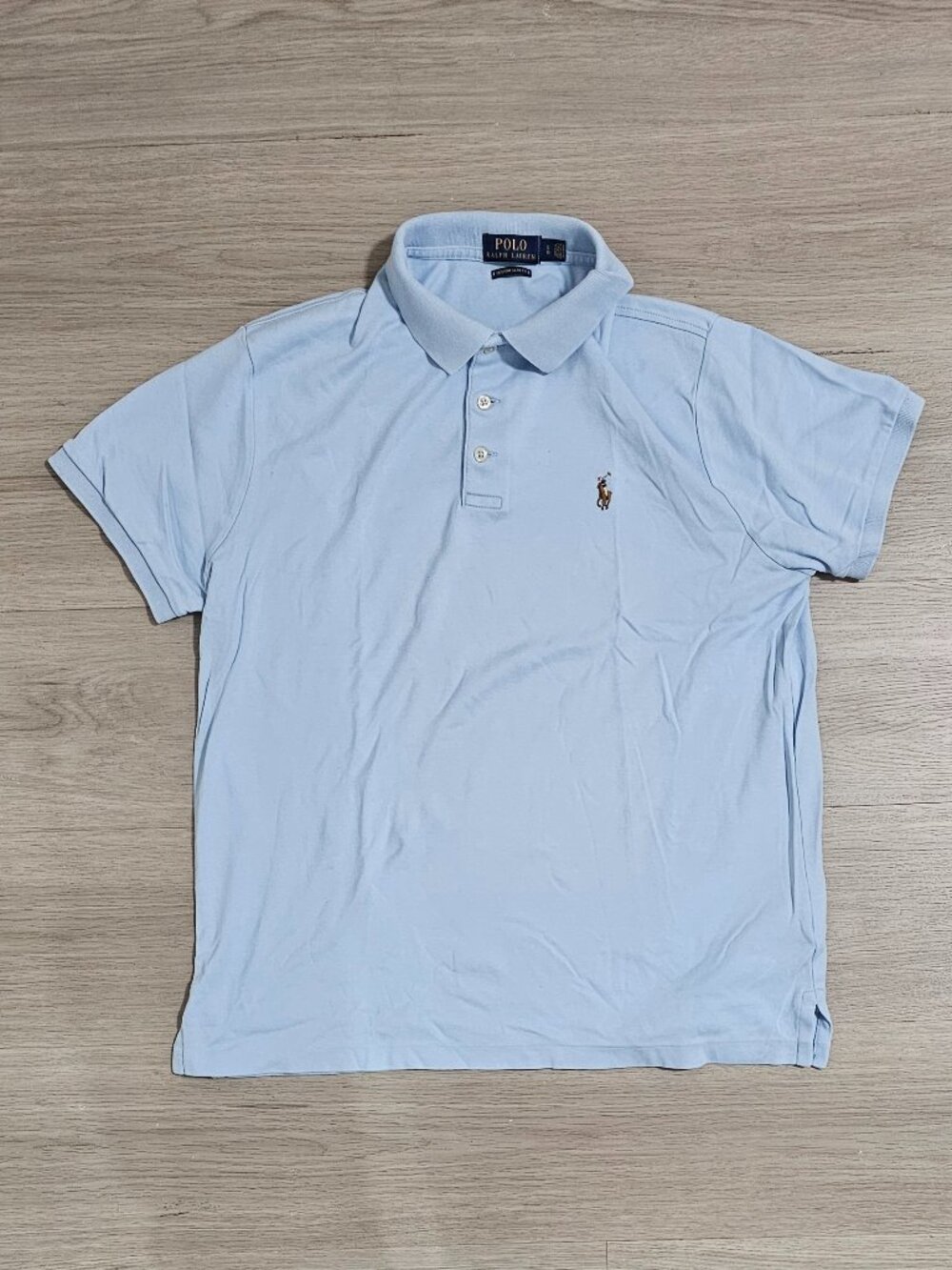 Polo Ralph Lauren Men´s Large Light Blue Custom Slim Fit Mesh Polo Shirt Pony